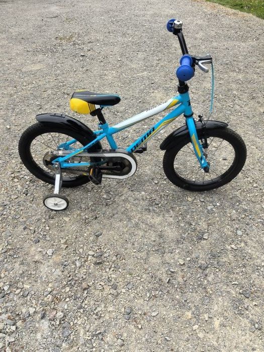 Rower rowerek 16 cali z kółkami bocznymi i kijem