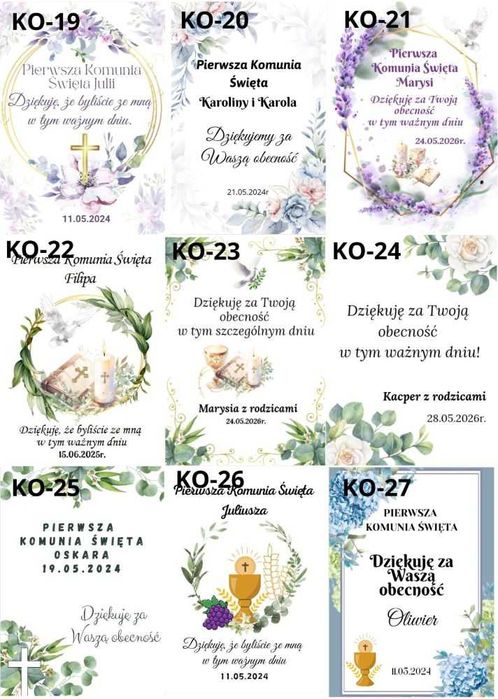 Breloczek aniołek Komunia Święta na Chrzest Podziękowanie dla gości