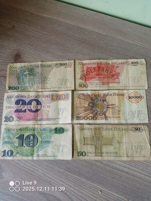 Banknoty Polskie 6 sztuk stan dobry