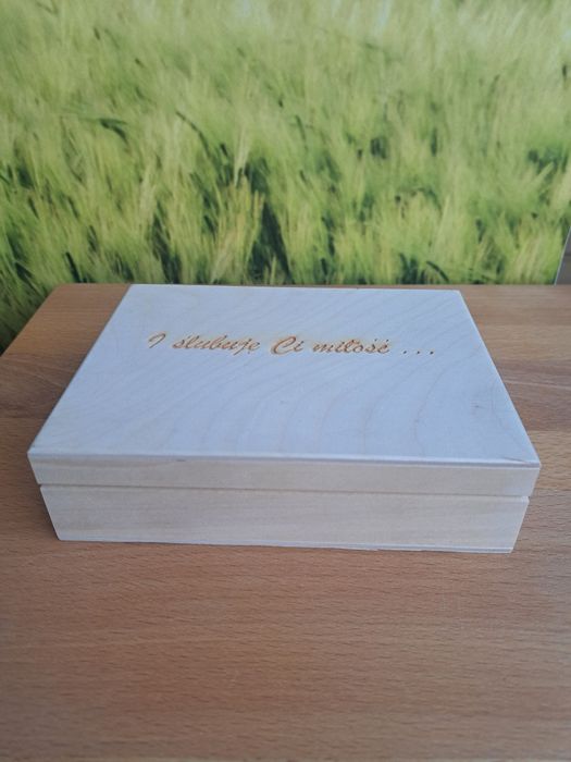 Drewniane pudełko na obrączki NOWE