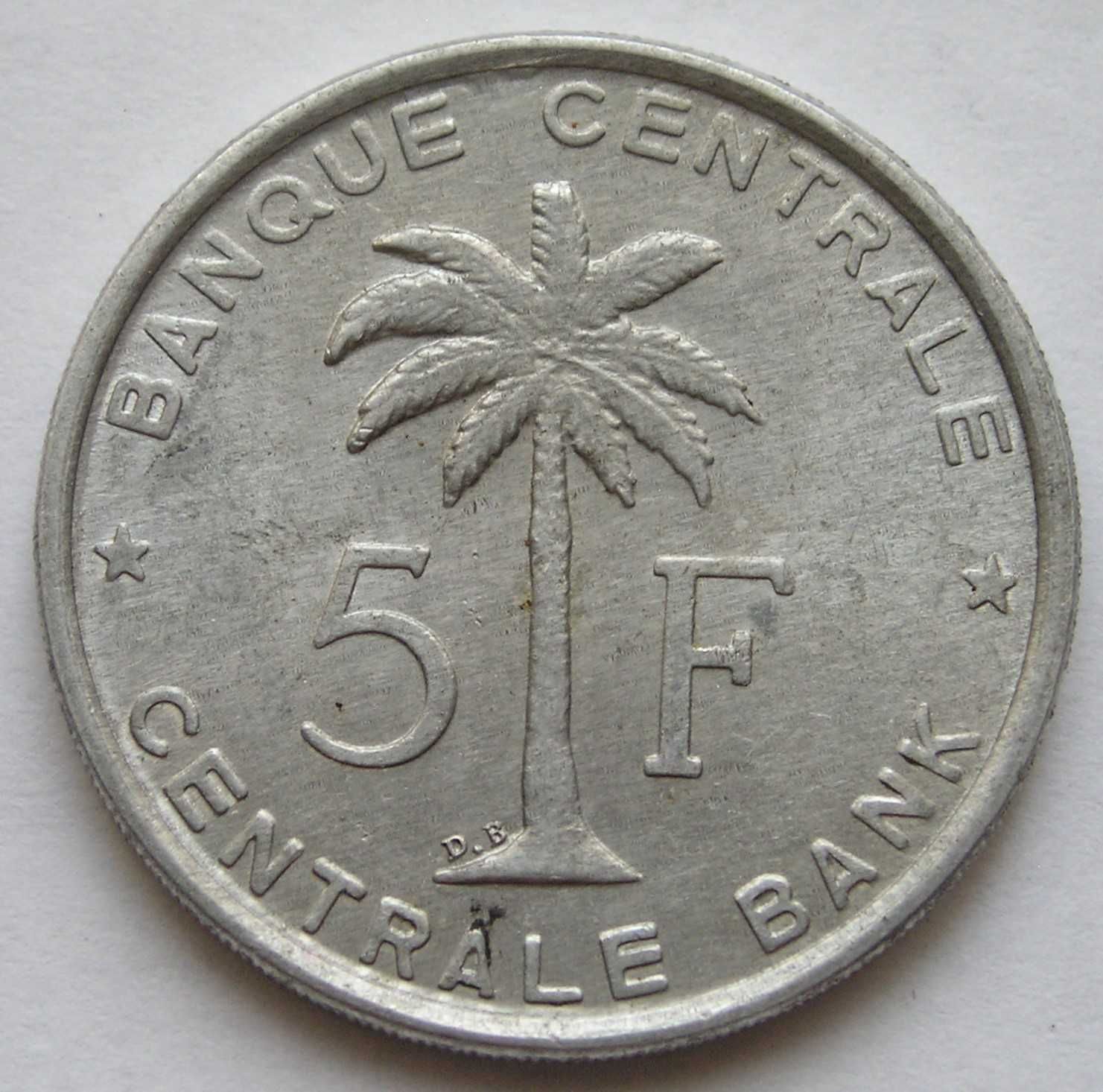 Kongo Belgijskie Ruanda Urundi 5 franków 1958 - stan menniczy