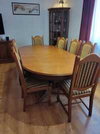 Stół rozkładany dębowy + 12 krzeseł