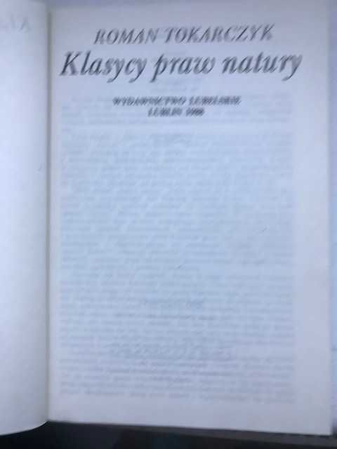 Klasycy praw natury Roman Tokarczyk, Lublin 1988