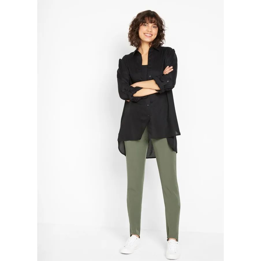 bonprix khaki spodnie narciarki z gumami zapiętki rurki 42-44