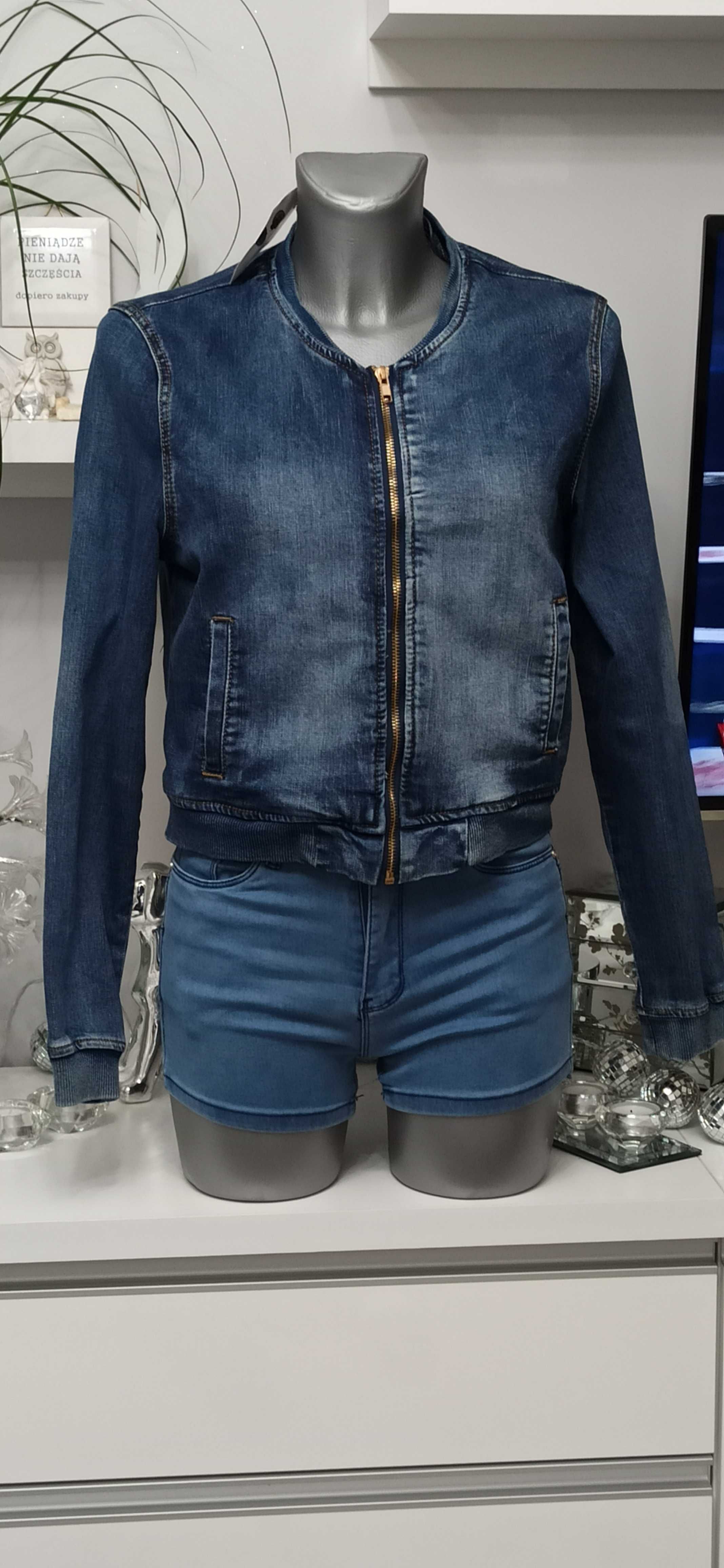Kurtka jeansowa bomberka na suwak XS S nowa z metką Ila shop