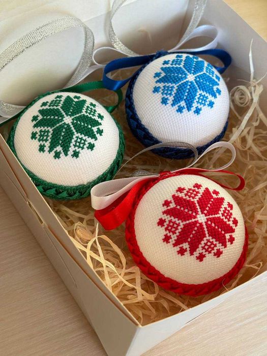 Набір новорічних кульок ручної роботи