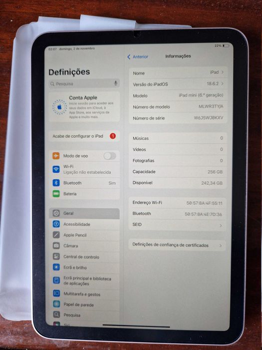 Apple Ipad Mini 6 geraçao - 256gb + Apple Pencil  - perfeito estado
