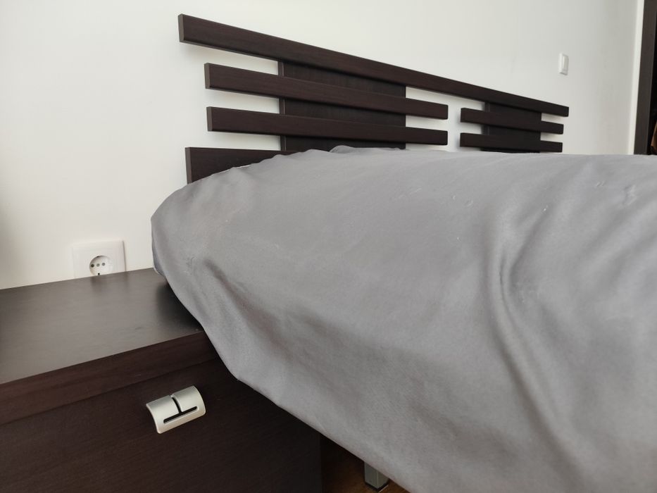 Conjunto Cama Casal completo c/estrado + colchão & 2 mesinhas
