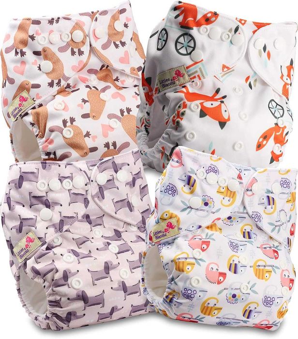 4 Fraldas reutilizáveis de tecido para bebé [vários padrões] NOVO
