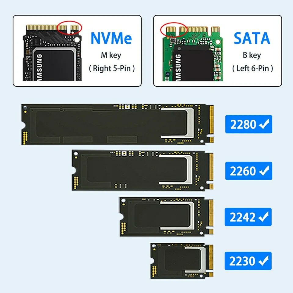 Внешний корпус ORICO Dual Protocols M.2 2280 NGFF NVME