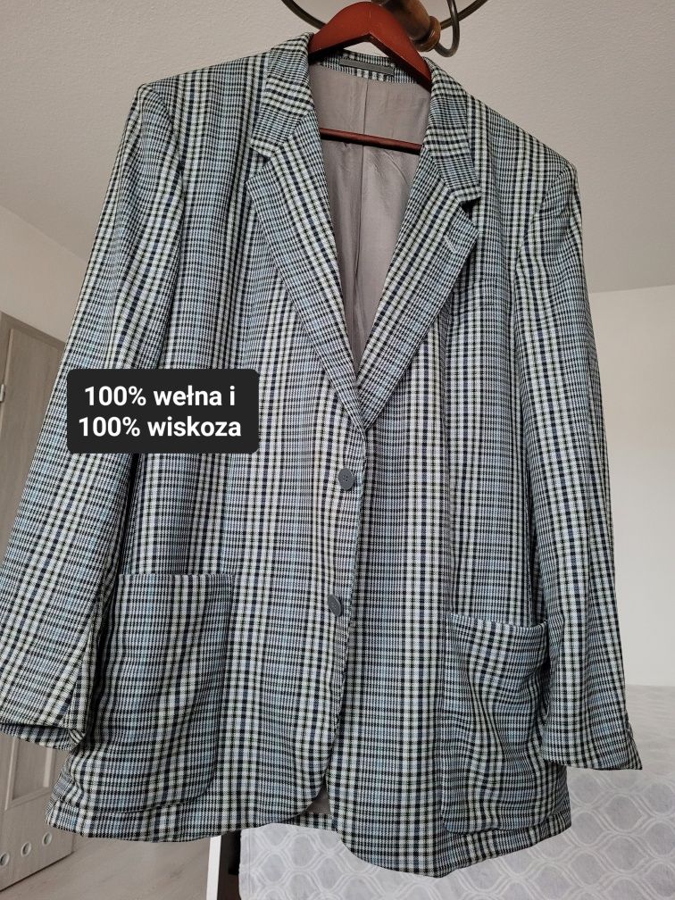 Wełniana marynarka w kratkę Hugo Boss.
