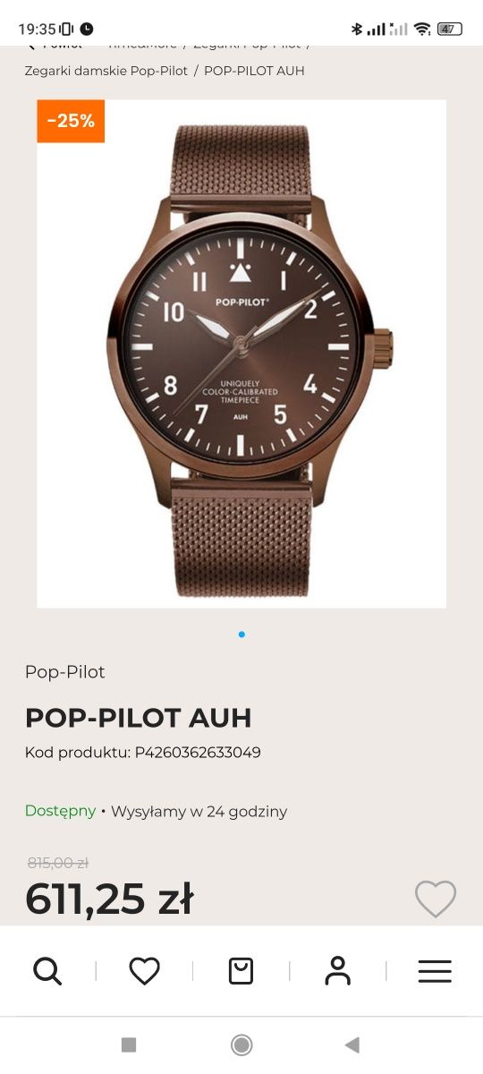 POP-PILOT AUH mesh zegarek nowy