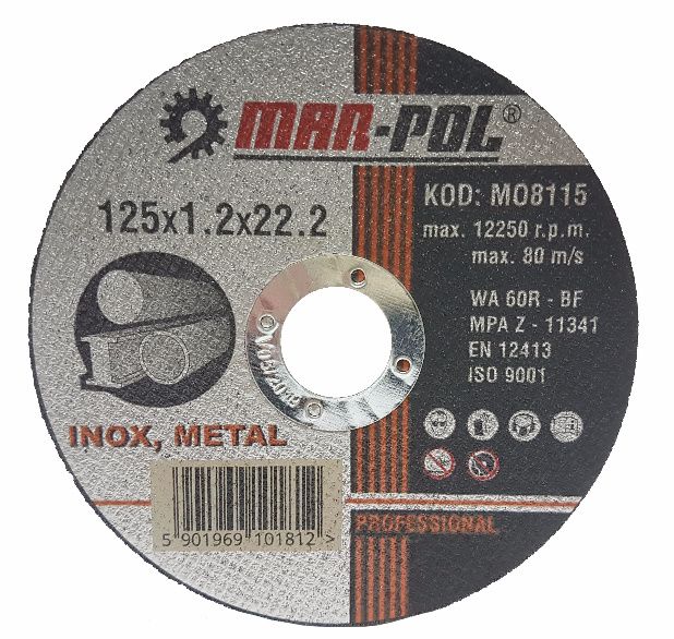 Tarcza do cięcia metalu 125mm*1,2*22,2 MAR-POL INOX , METAL