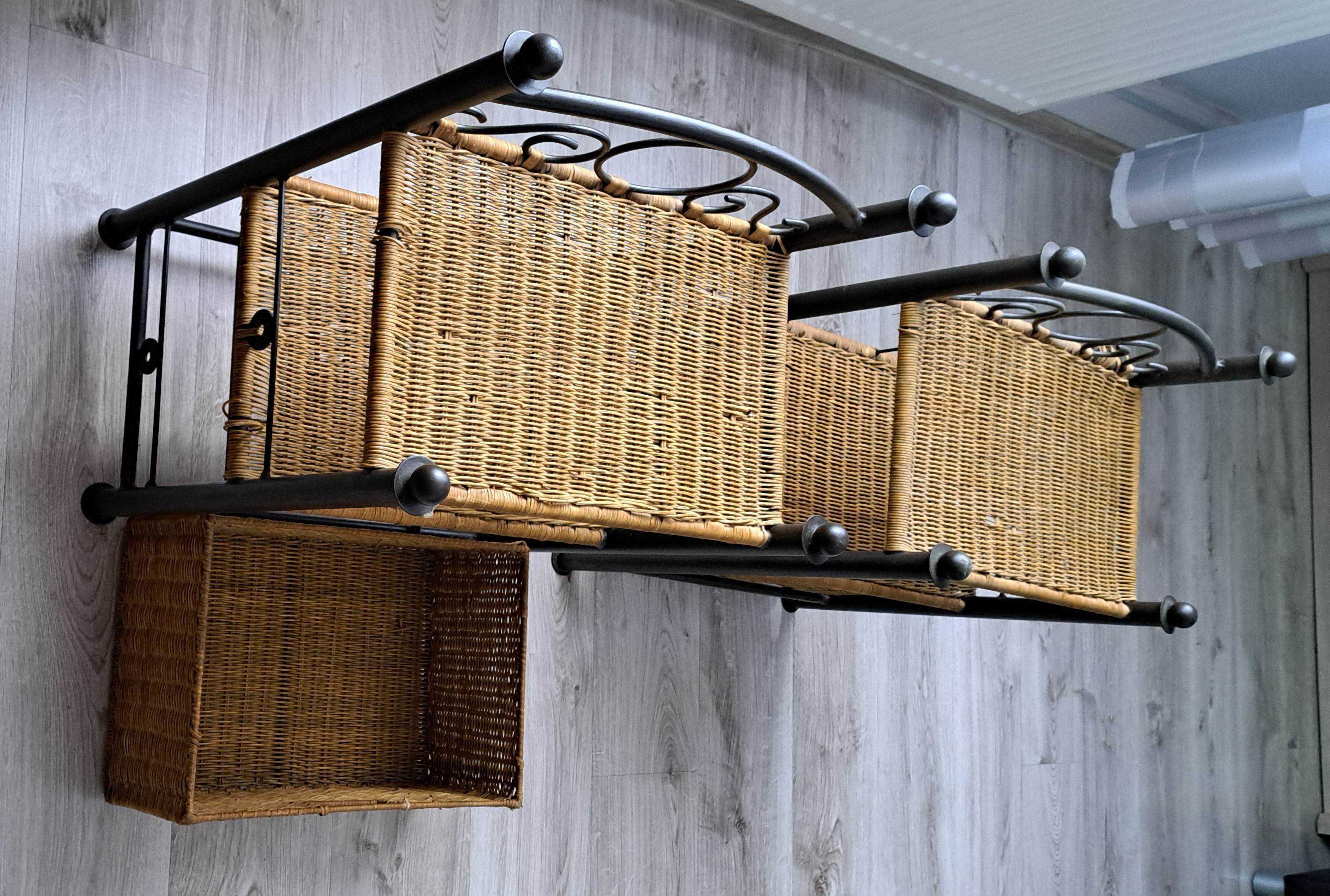 Szafki nocne metalowe rattanowe wiklinowe 2 sztuki