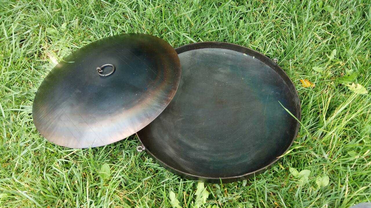 Сковорода из диска с крышкой чехлом садж мангал для природы и пикника