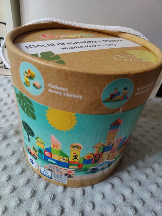 Drewniane klocki dla dzieci Miasto Elefun auta samochody