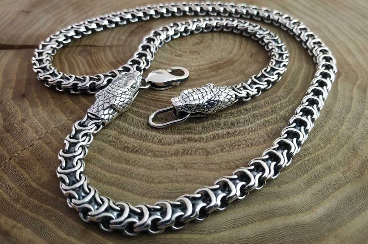 Серебряная цепочка Рамзес с головами змей
