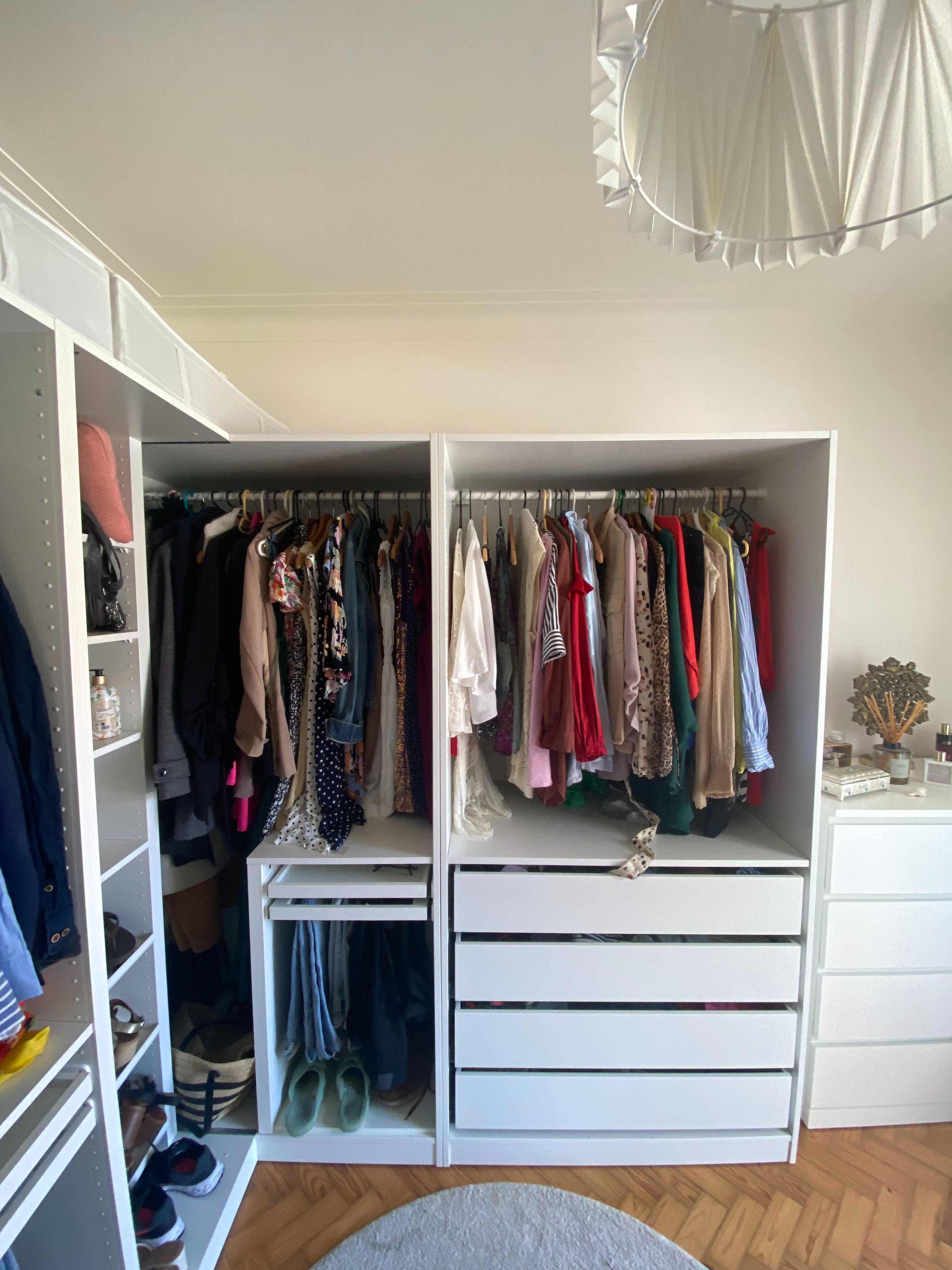 Closet IKEA - 3 Módulos c/ Gavetas, Sapateira, Cabides