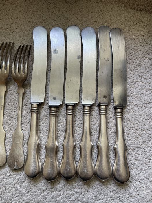 Sztućce posrebrzane przedwojenne platerowane M.Jarra widelce norblin