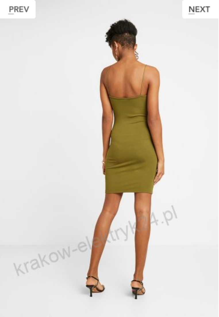 L 40 Bik Bok sukienka prążkowana midi khaki 95% wiskoza rozciągliwa