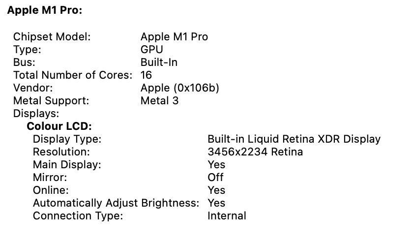 MacBook Pro 16’ 2021 10/16-Core M1 Pro 32GB RAM 512GB 90%