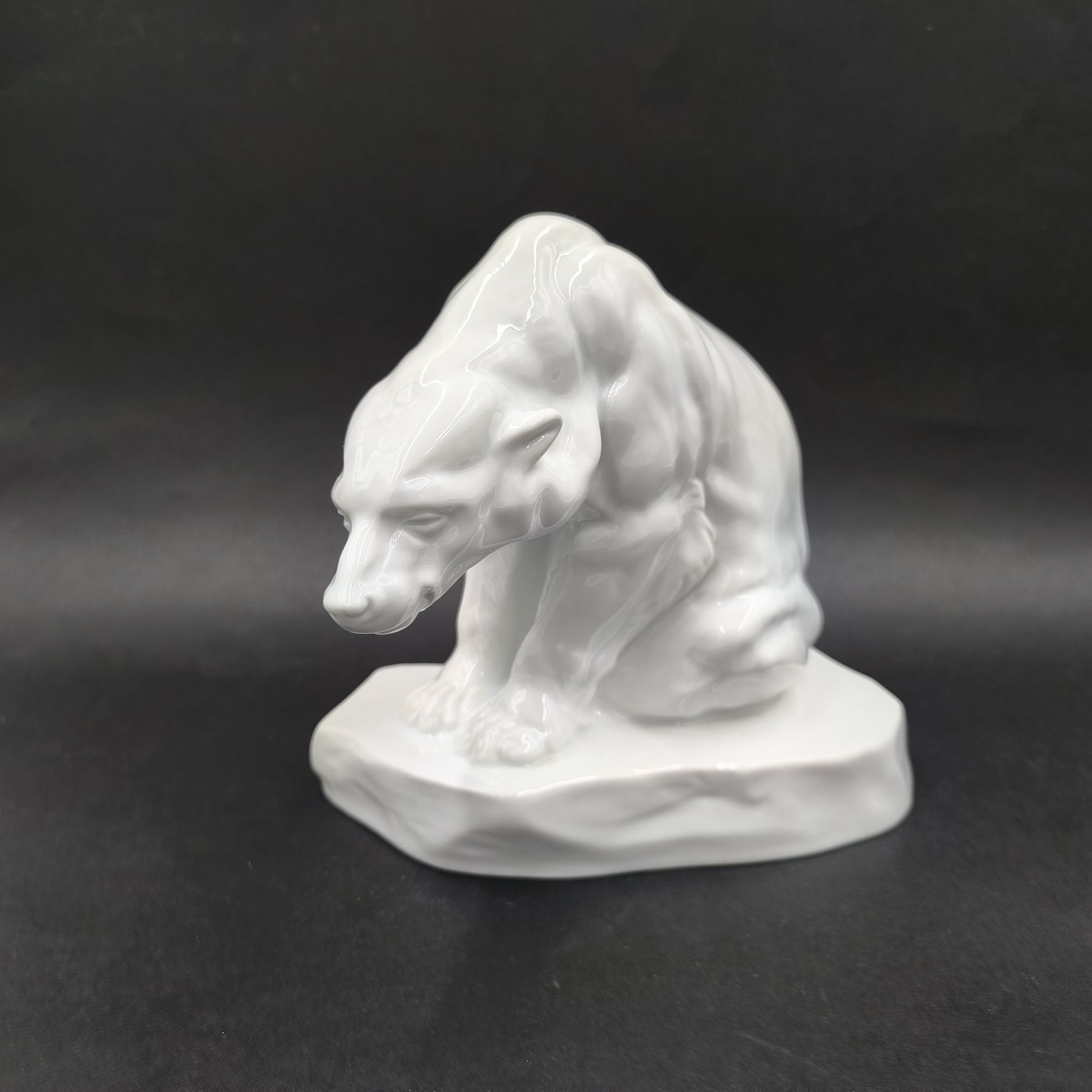 Herend Figurka Niedźwiedź Polarny Porcelana Antyk Sygnowana Wycisk