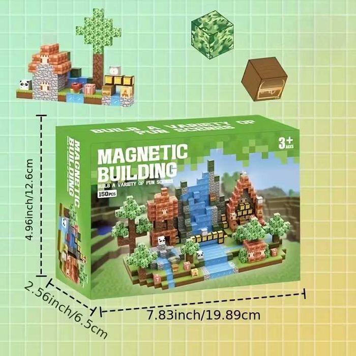 Klocki magnetyczne 150 el 3D STEM edukacyjne kreatywna zabawa prezent