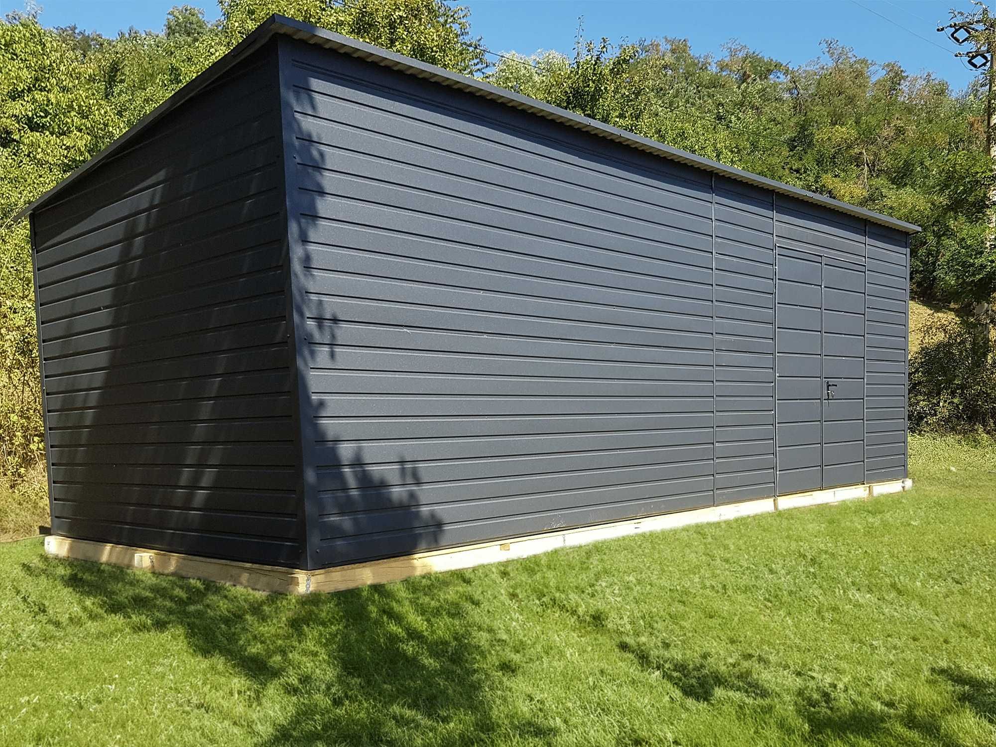 Domek ogrodowy 7×3 m – ciemny grafit matowy