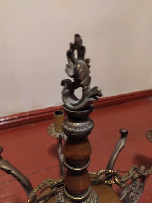 Stary mosiężny żyrandol 6 ramienny