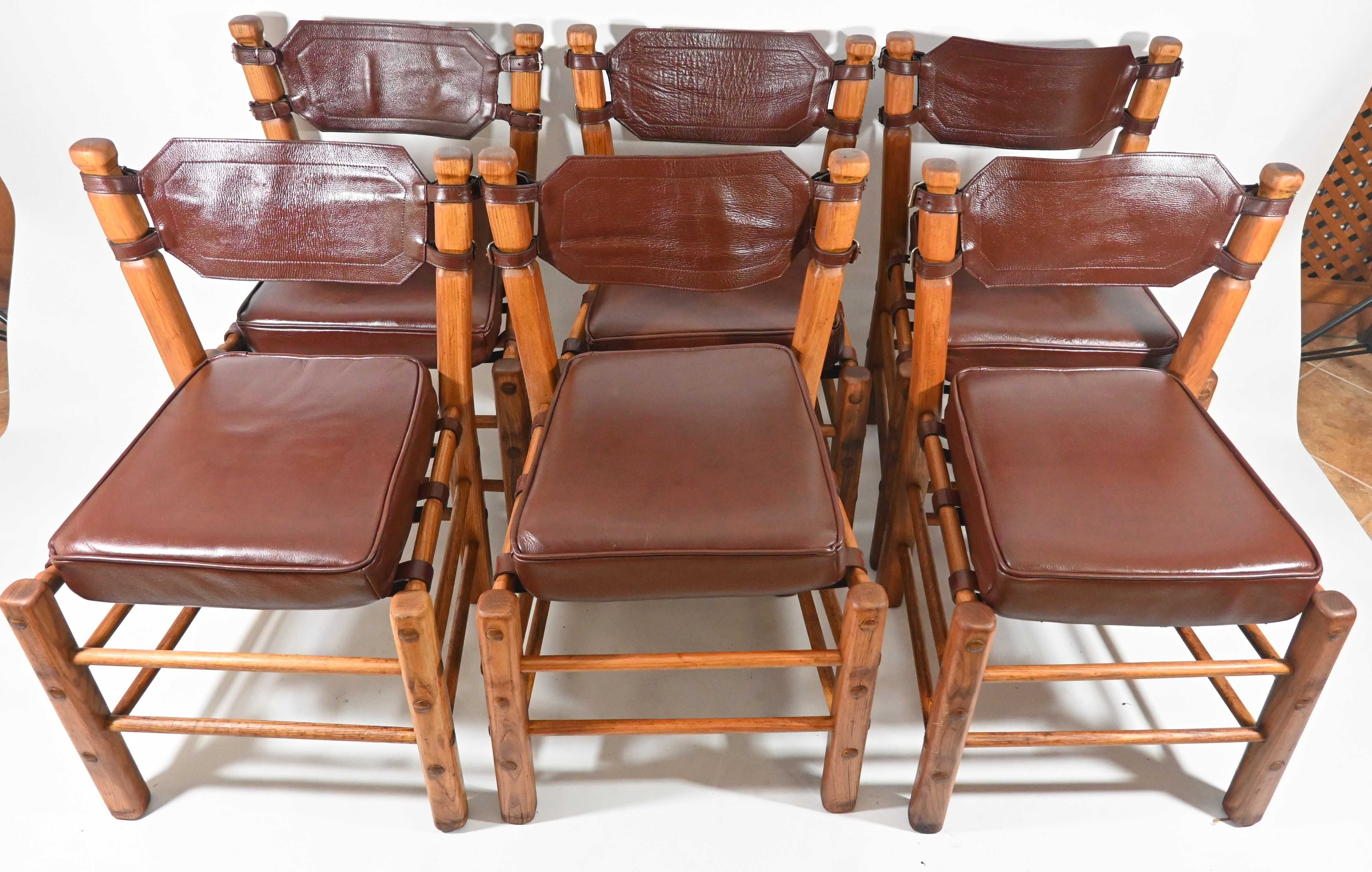 Krzesła tekowe teak safari boho vintage lata 60/70 skórzane skóra