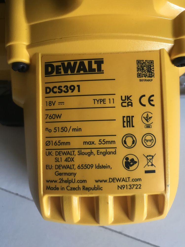 Акумуляторна дискова пила DeWalt DCS391 з Англії