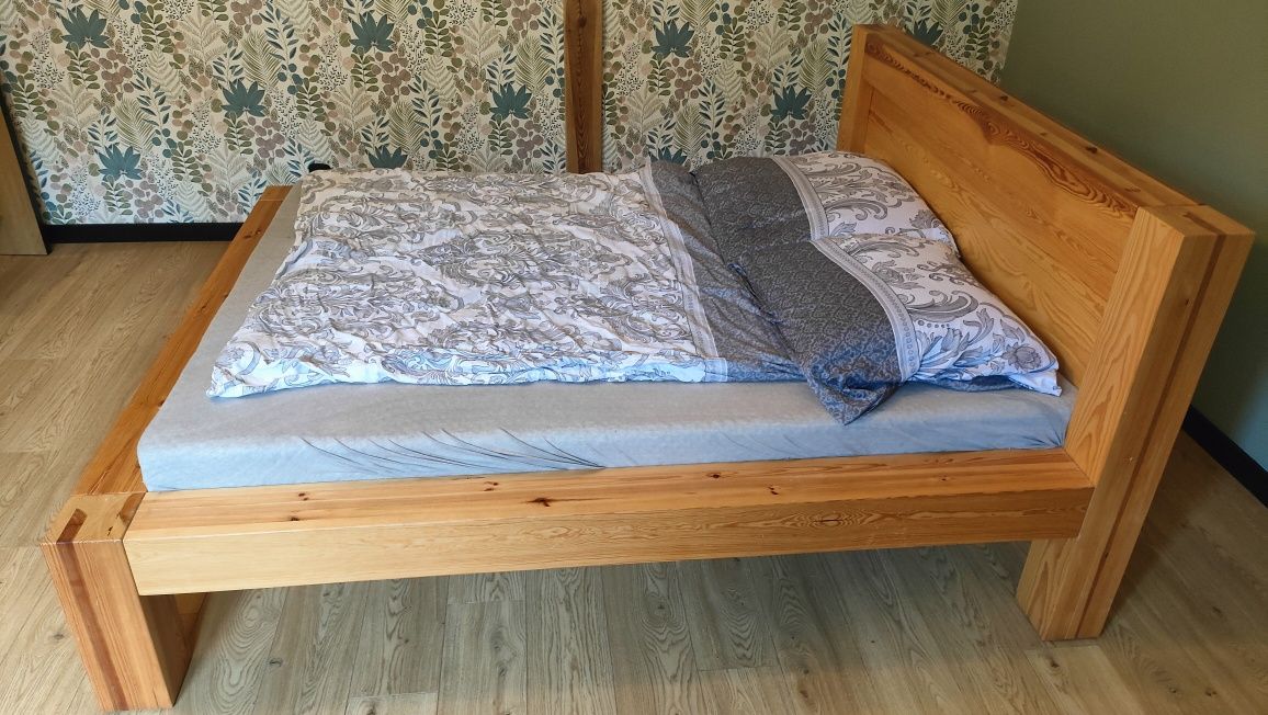 Łóżko sosnowe z bali grube solidne 160x200