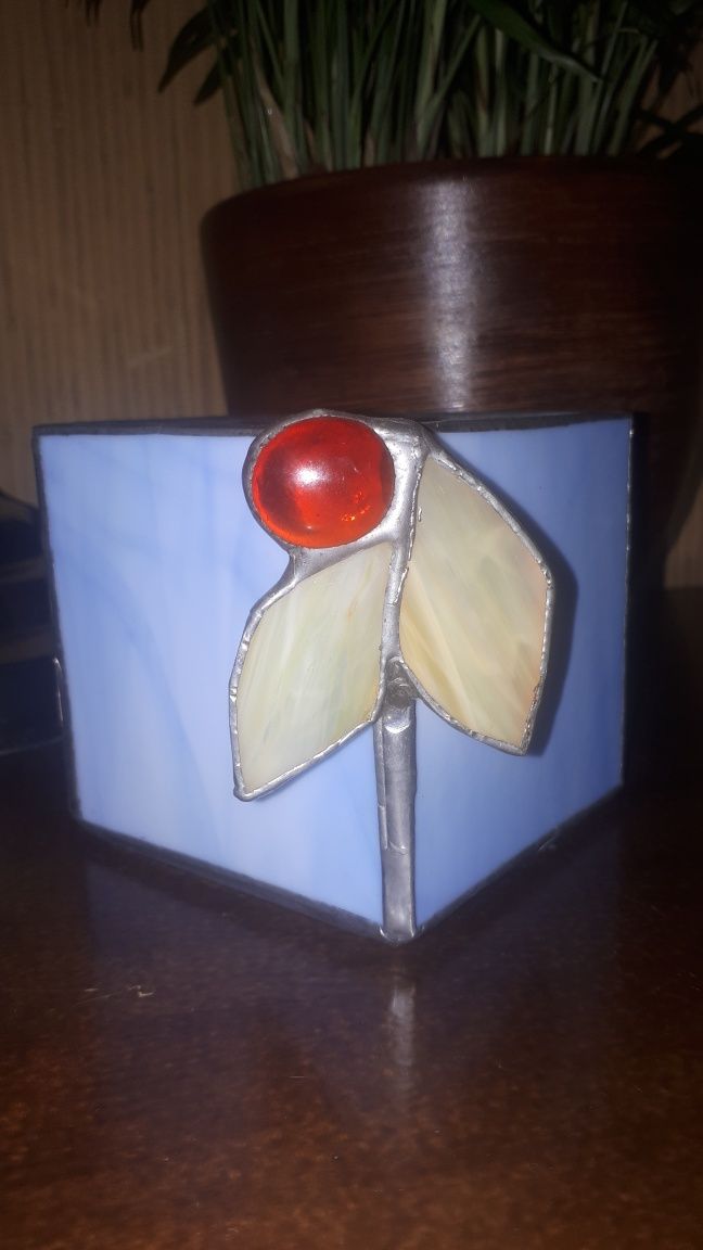 Pojemnik, świecznik art deco witrażowe szkło