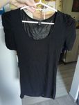 Bluzka koszulka t-shirt z bufkami czarna xs h&m