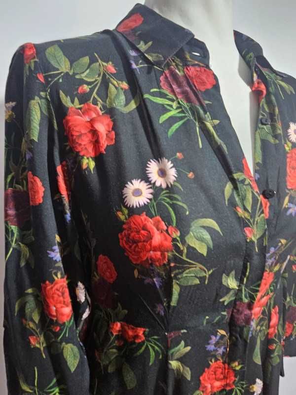 elegancka maxi sukienka koszulowa 100 % wiskoza Zara Woman premium S