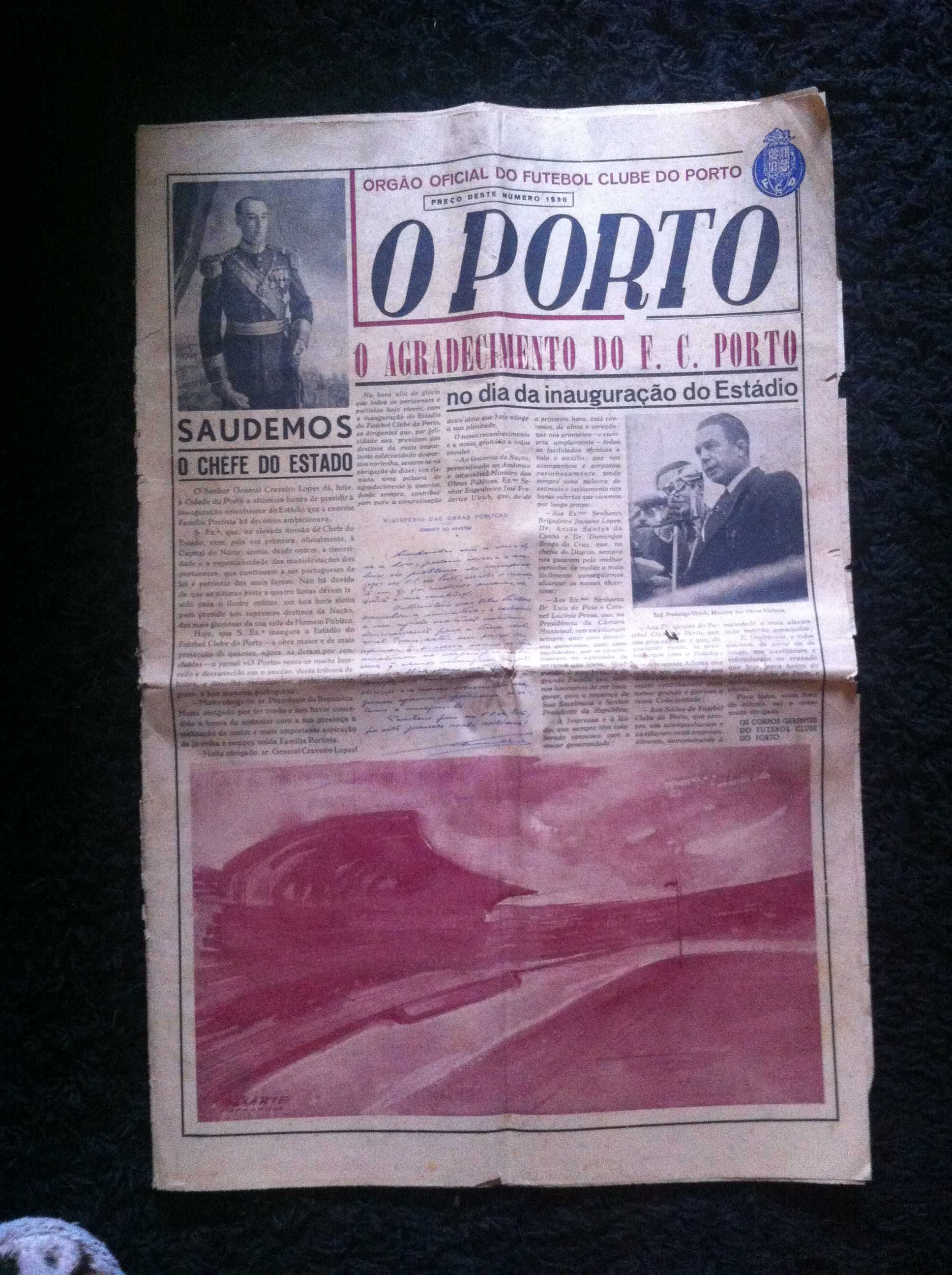 Jornal FCP "O Porto"  1952-Inauguração do Estádio com Craveiro Lopes