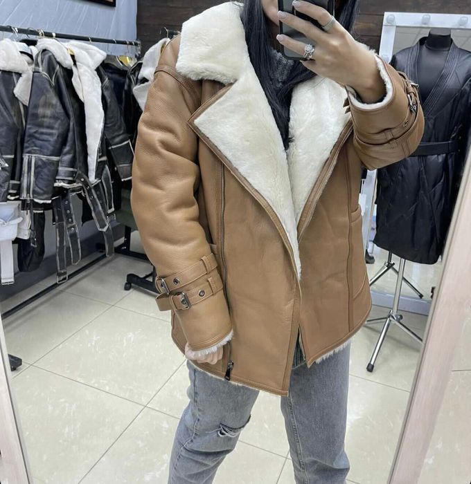 Дублёнка из овчины Керли в цвете ВИСКИ