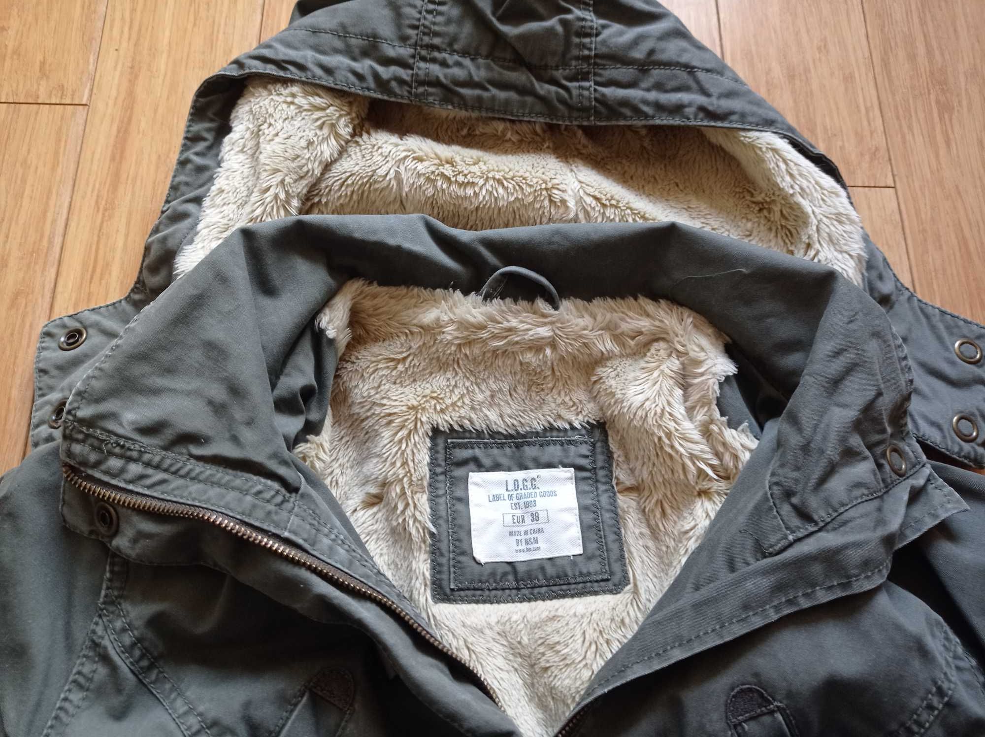 Ocieplana parka na futerku H&M 38