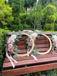 Dekoracje weselne -Koła z kwiatami/ na ogrodzenie