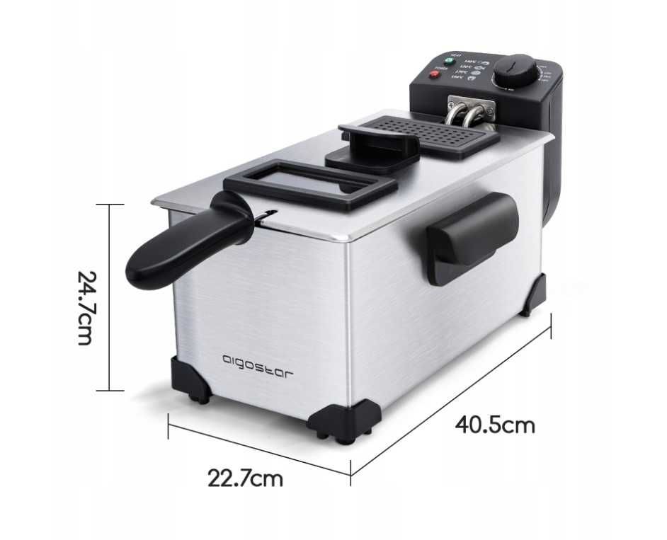 NOWA Frytkownica Aigostar 3-litrowa 2200W SMACZNE FRYTKI Gwarancja!