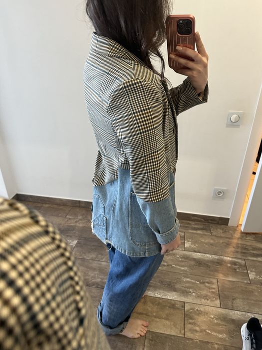 Піджак в клітинки з джинсом