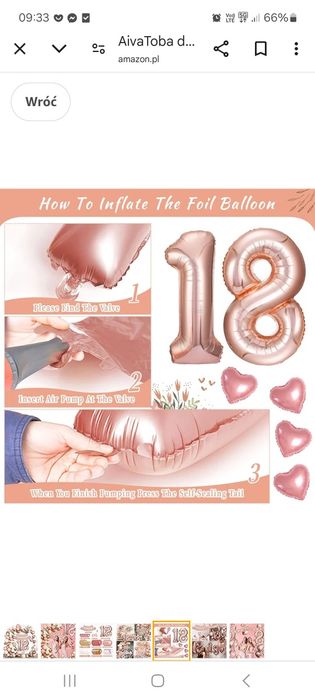 Zestaw urodzinowy balony rozetki , 18 urodzinowy róż, złoto, rosegold