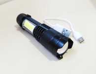 Фонарик LED с аккумулятором встроиным перезарежаемом от сети и USB