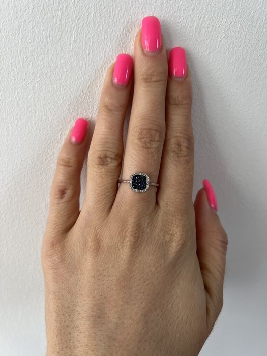 Золотое кольцо с бриллиантами и сапфирами р.17 белое золото 585 проба