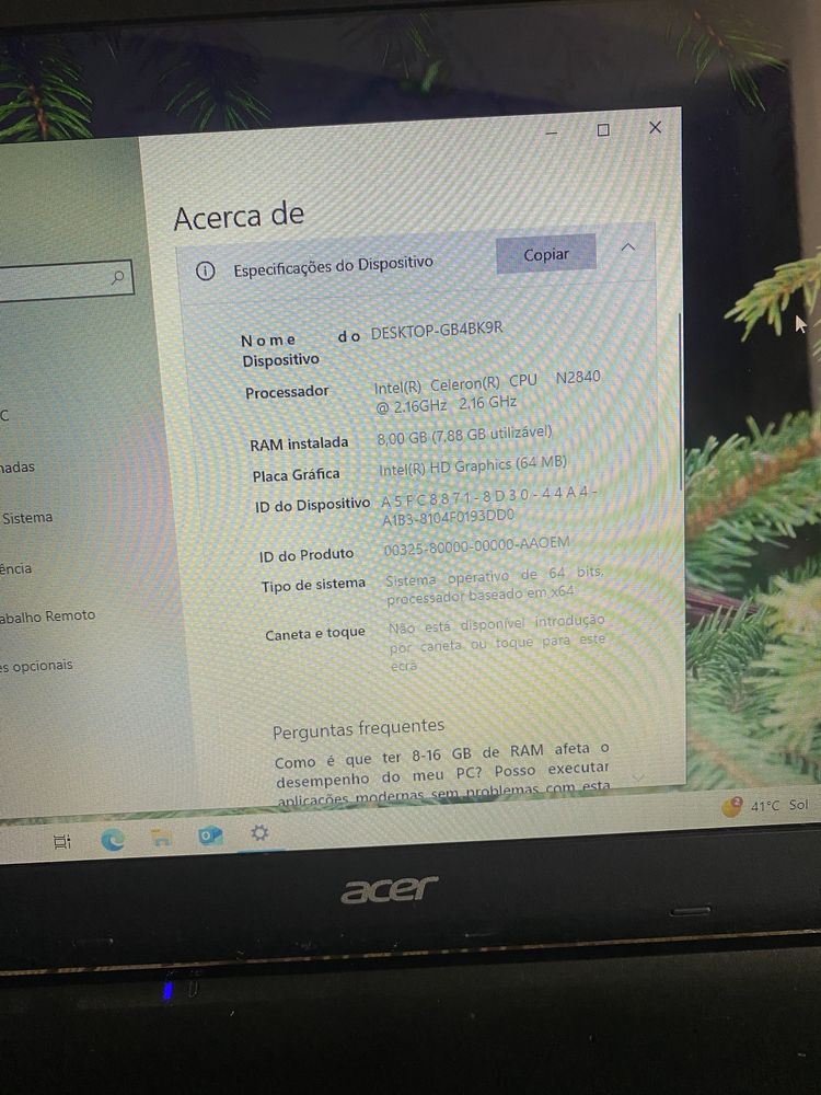 Portatil Acer 15”