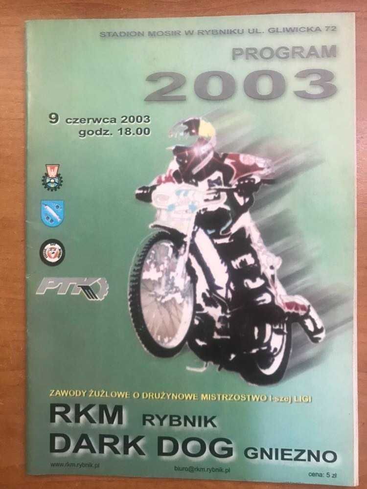 Program żużlowy DMP I ligi Row Rybnik - Start Gniezno [Rybnik, 2003r.]