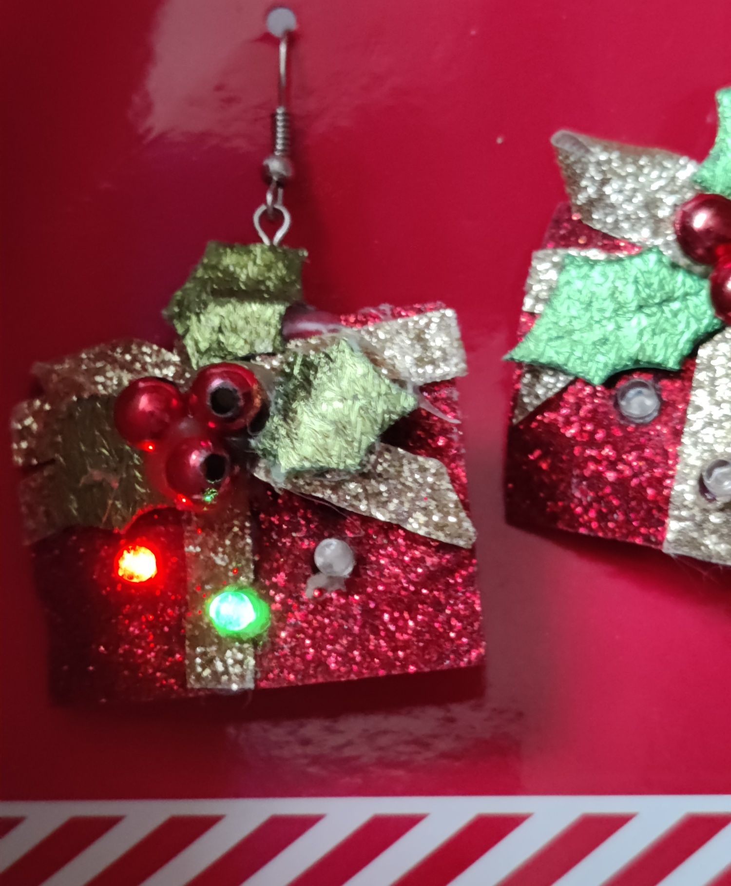 Kolczyki na święta świecące migające xmas earrings flashing ozdoba syl