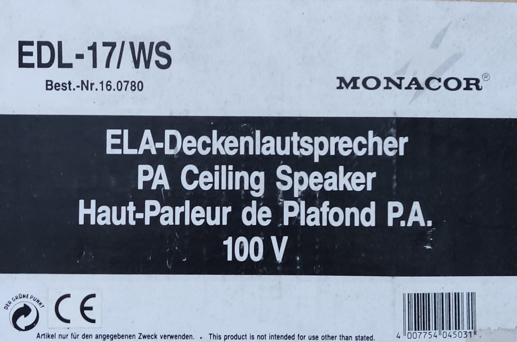 Monacor EDL-17/WS

Głośnik sufitowy PA nowy