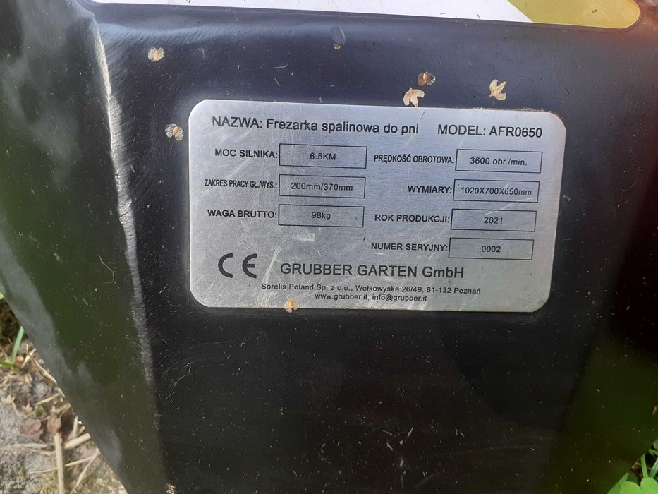 frezarka - karczownik do pni drzew GRUBBER AFR0650 Niemiecka - 3950 zł