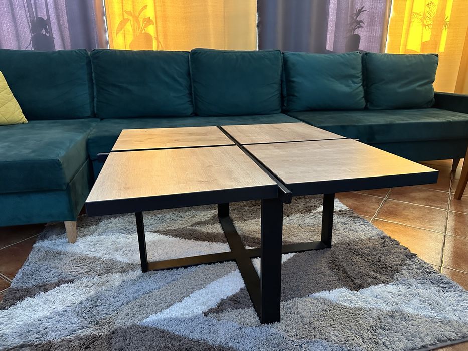 Stolik kawowy drewno/czarny